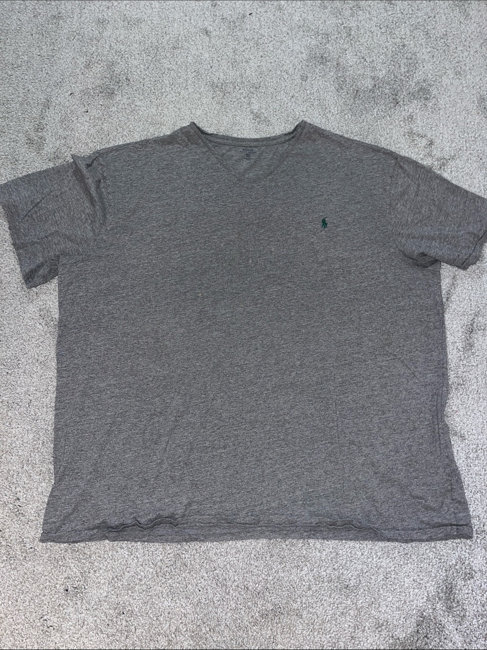 Gray V neck Polo by Ralph Lauren SS Cotton Green Pony Tee T Shirt 4XLT Tall spot